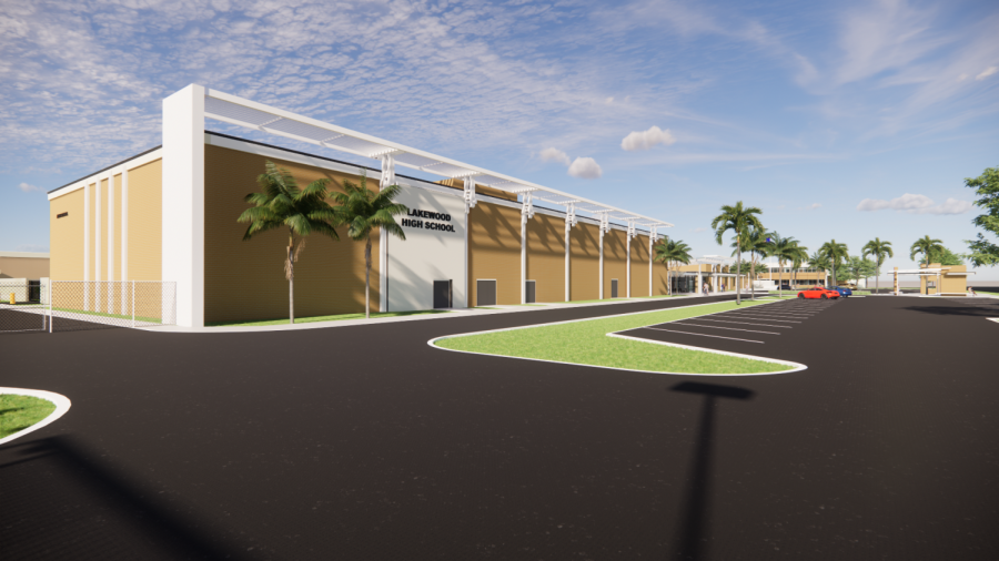 This+rendering+shows+the+trellis-like+covering+and+future+student+walkway+in+the+parking+lot.