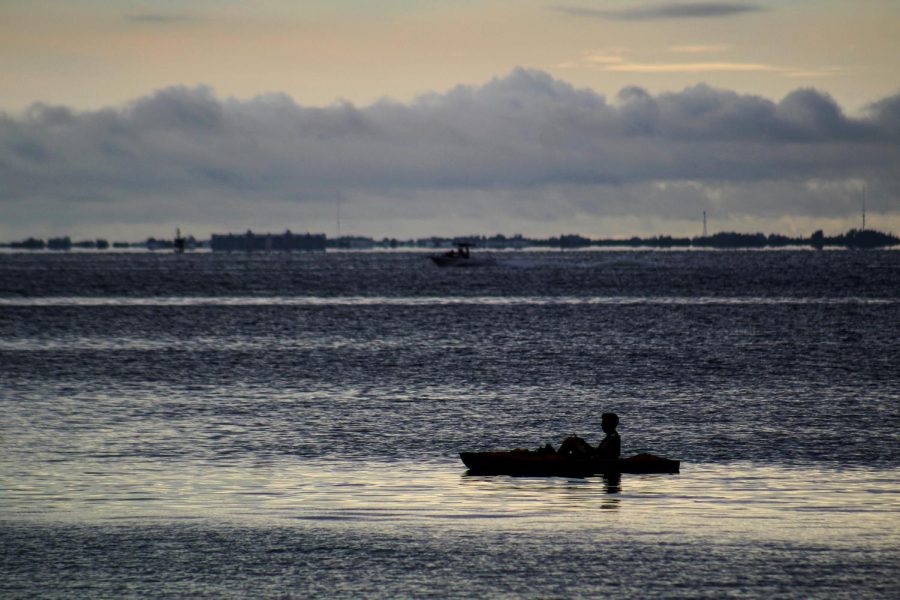 A kayaker relaxes on Tampa Bay near Vinoy Park 
in mid-September 2021. The photo was taken as part 
of the One Day Tampa Bay photo project.