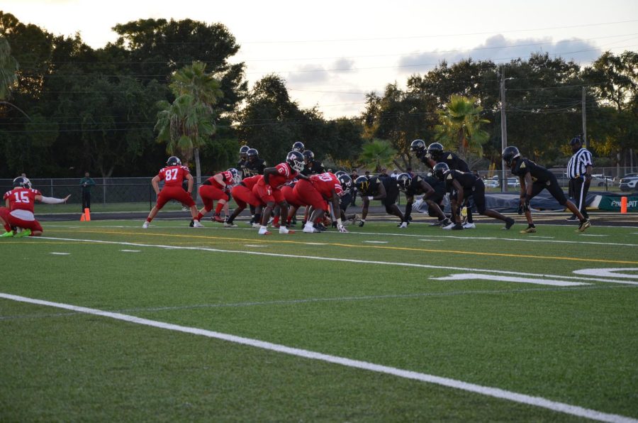 The Lakewood Spartans prepare to block against a Palmetto Tigers field goal at the game on Aug. 19 at Lakewood High School. 