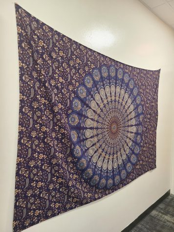 A tapestry in the C100 Zen Zone, a meditation space at Lakewood High School on May 1. 