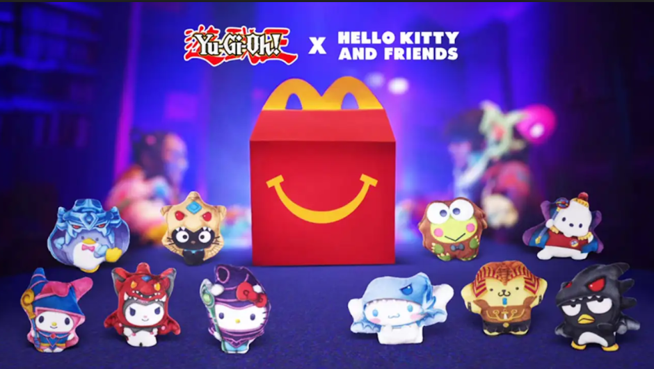 Promotional material for McDonalds new Yu-Gi-Oh! x Hello Kitty collaboration. 