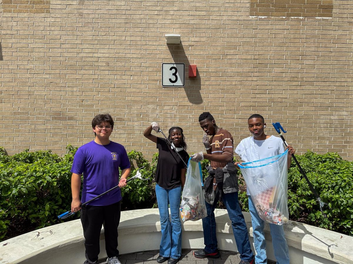 Key Club members pose with all of the trash they collected Sept. 4. Key Club hosts afterschool cleanups every Wednesday. If you're interested see Mr. Morris in A202 for more information. Join the Key Club remind @lwhkey25.